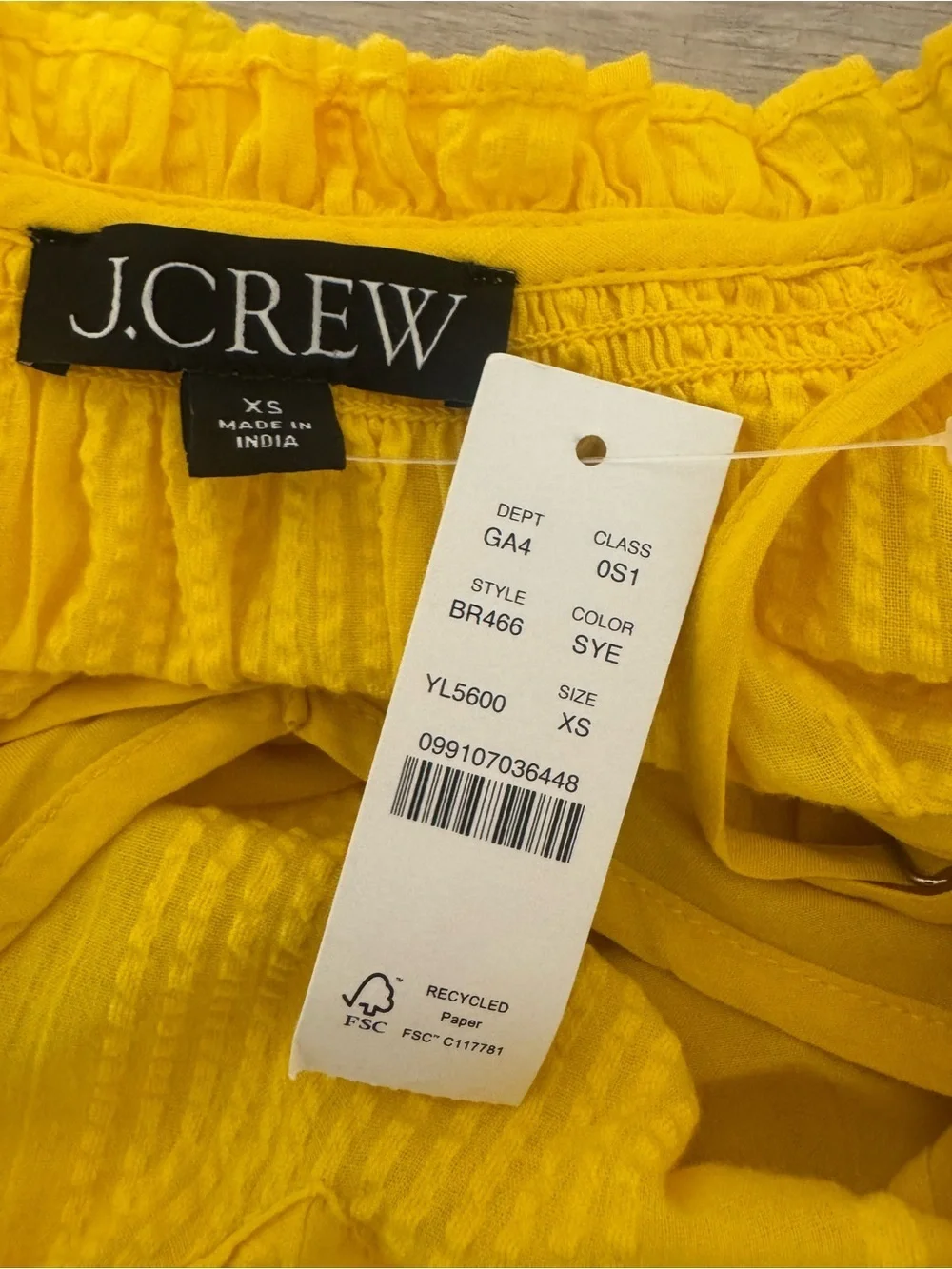 J Crew Ruffle Trim Tiered Dobby Cotton Dress Bright Yellow Breezy Loose NWT XS